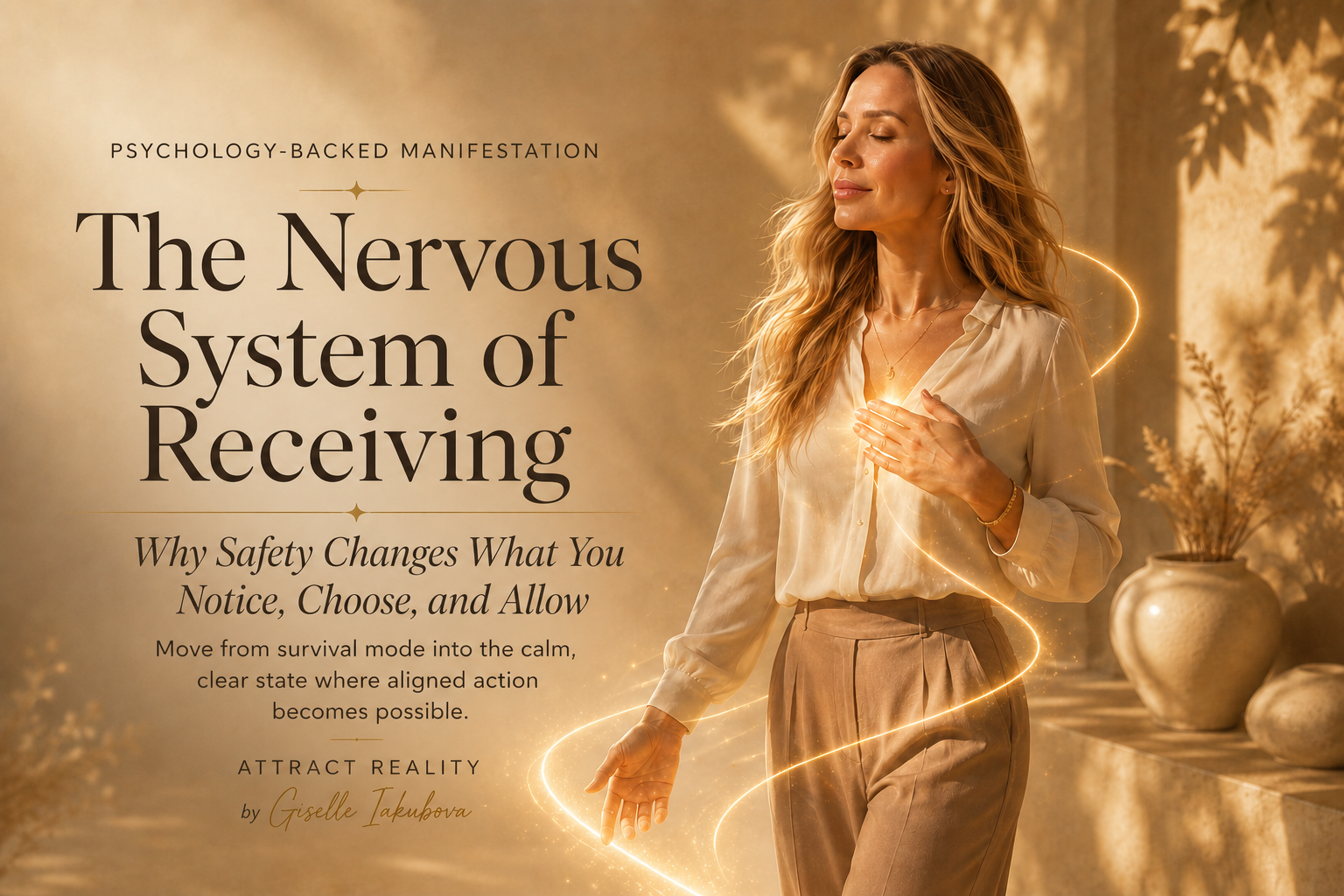Giselle Iakubova in warm golden light beside the title The Nervous System of Receiving